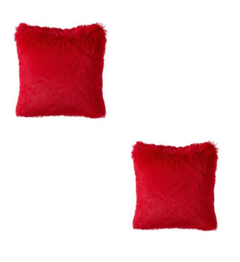 Faux Fur Scatter Cushion Plush Pillow (Set of 2)