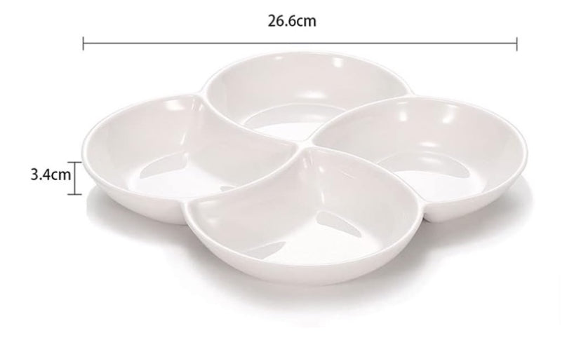 4-Compartment Multipurpose Partitioned Serving Plate