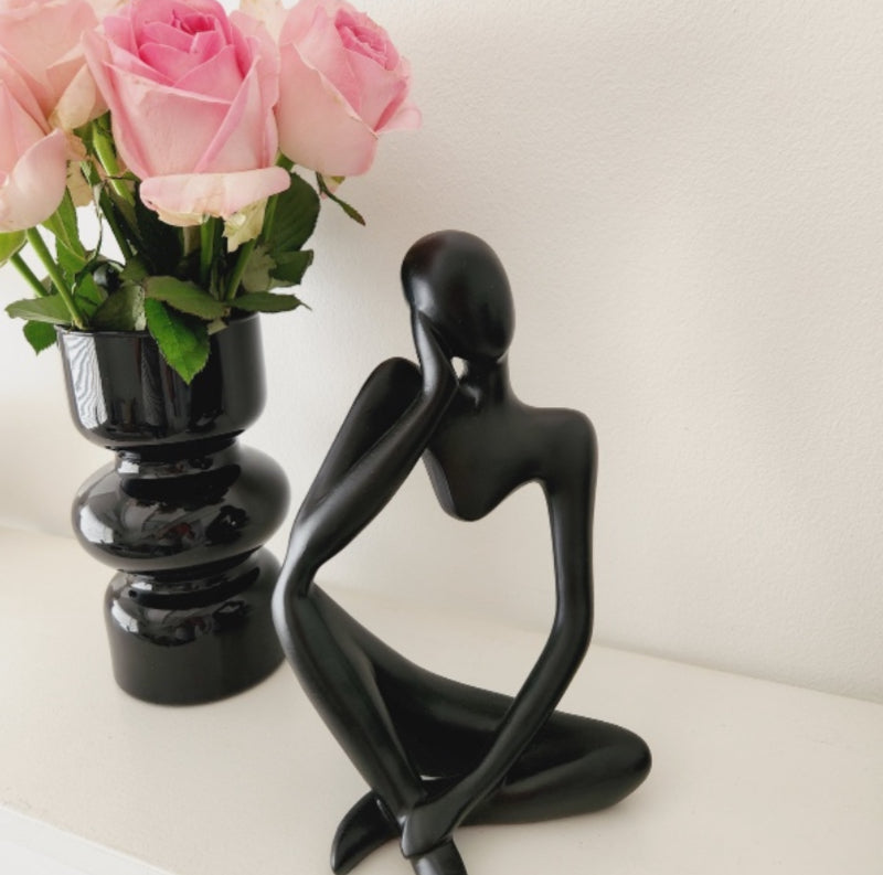 Nordic Scandinavian Black Resin Thinker Figurine Ornament Home Decor