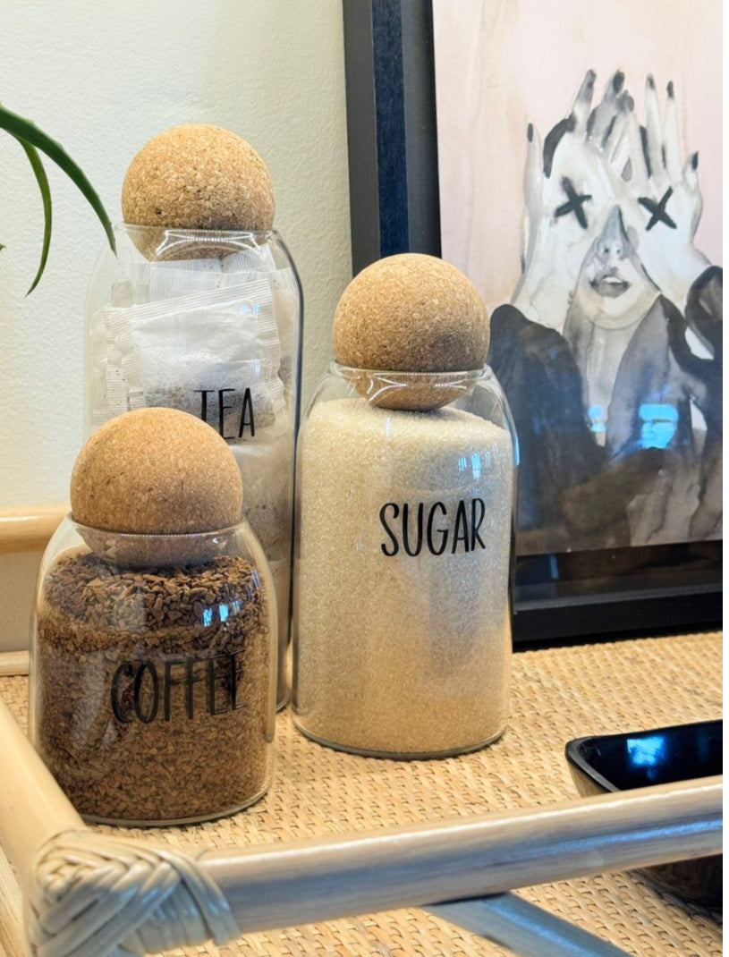Glass Tea & Coffee Jars With Cork Lid