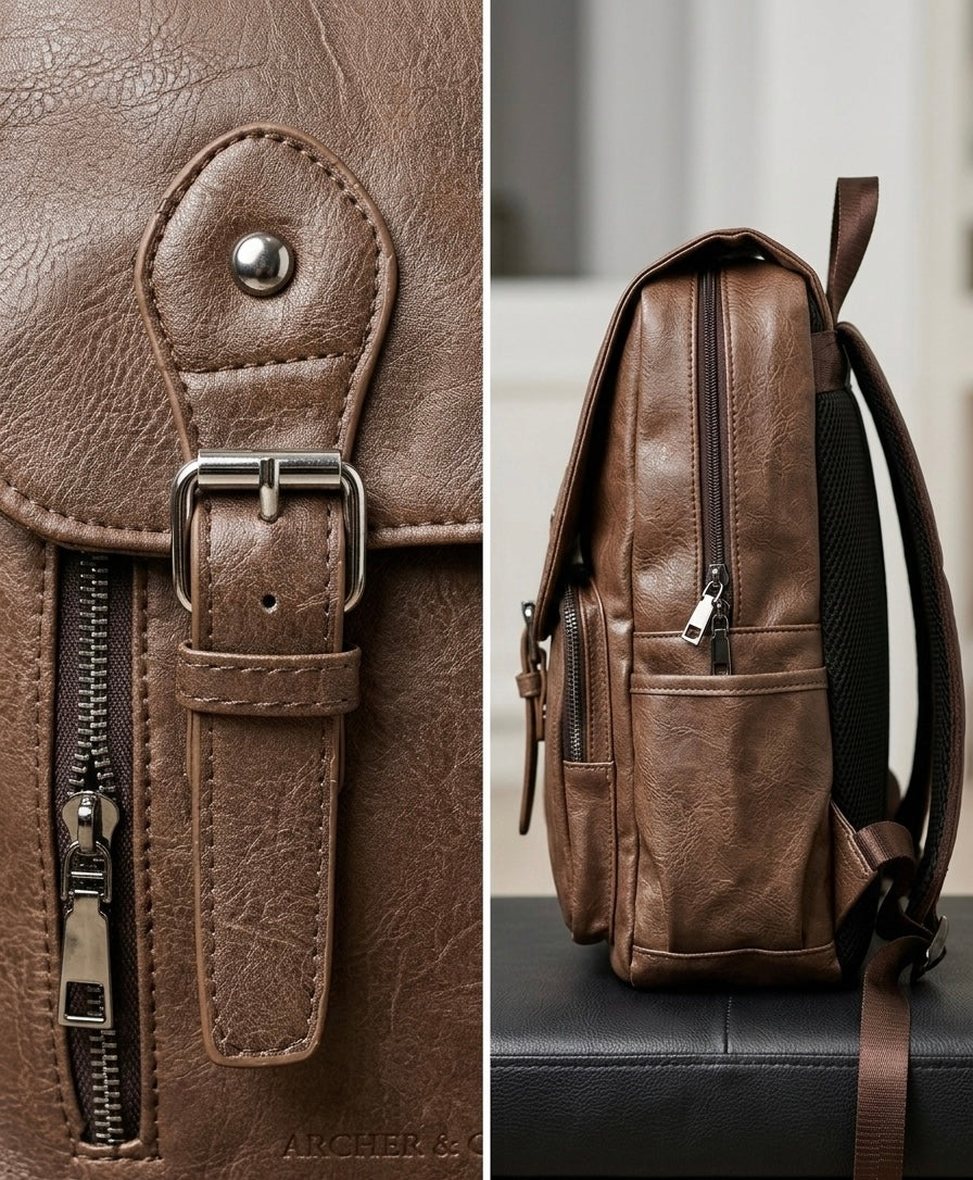 City Traveler Vintage Leather Backpack