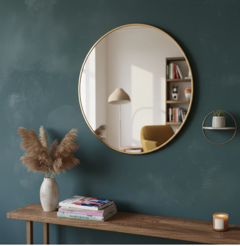 Round 60cm Mirror - Light Wood
