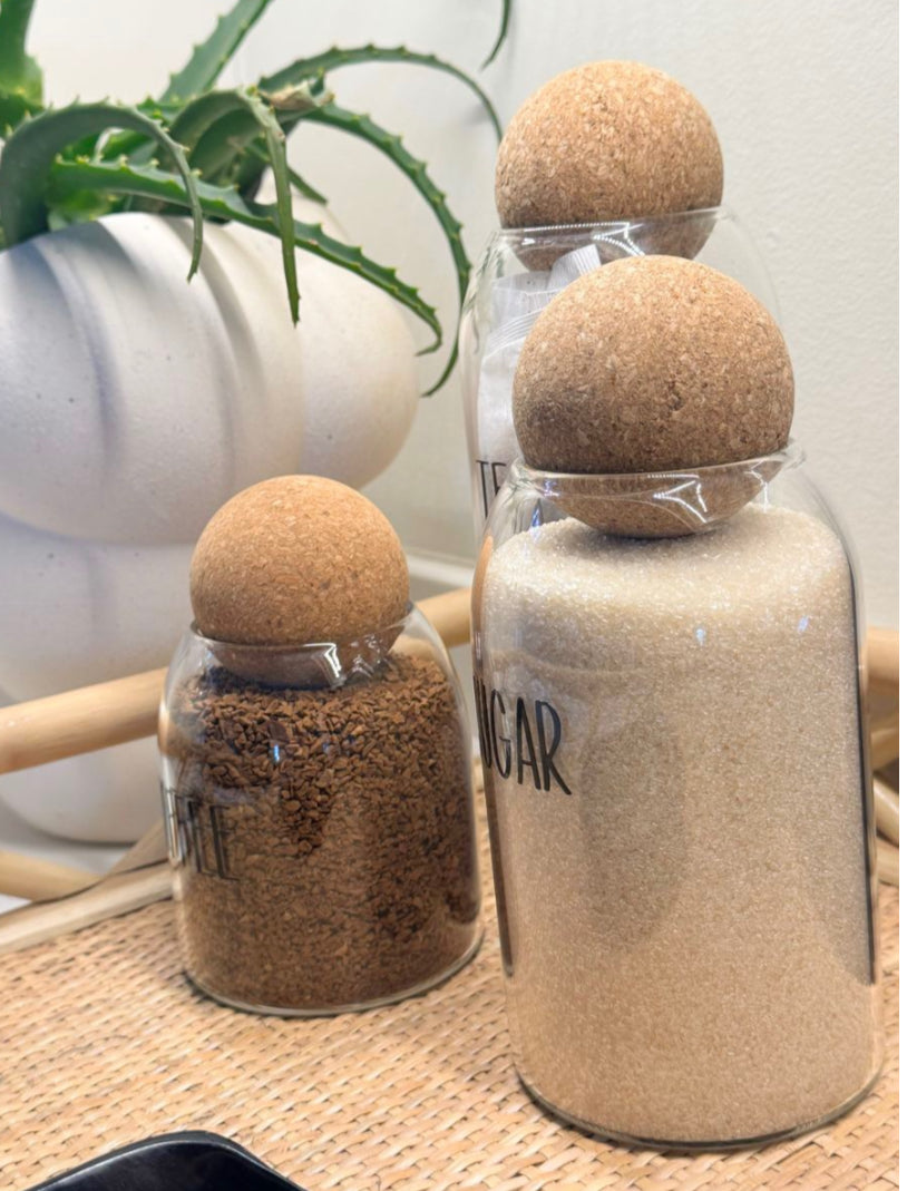 Glass Tea & Coffee Jars With Cork Lid