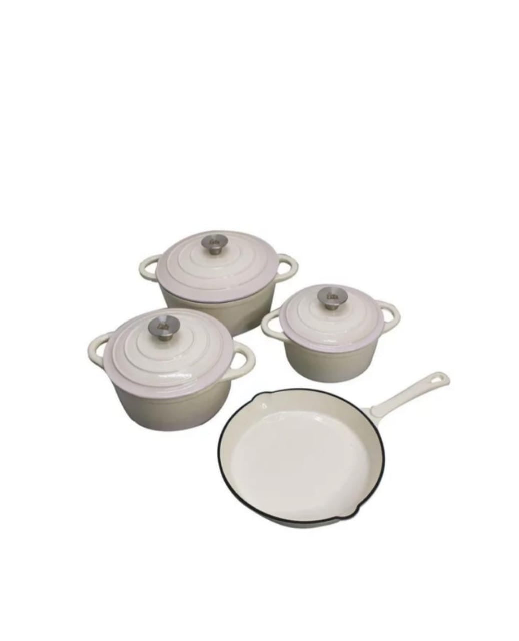 7 Piece Authentic Cast Iron Dutch Oven Cookware Pot Set - Red