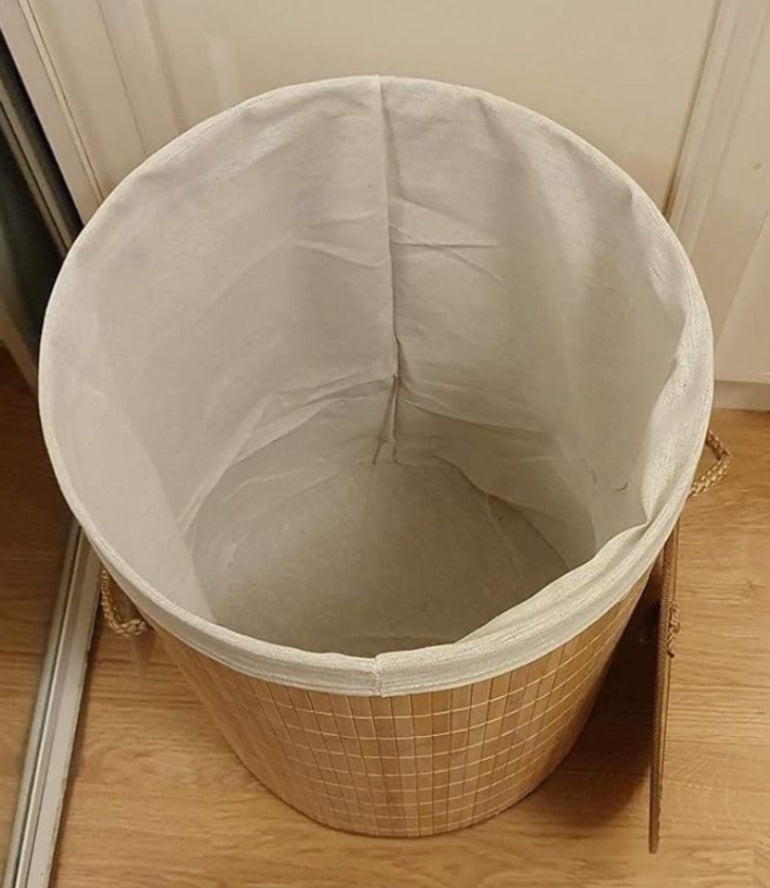 Round Foldable Bamboo Laundry Basket
