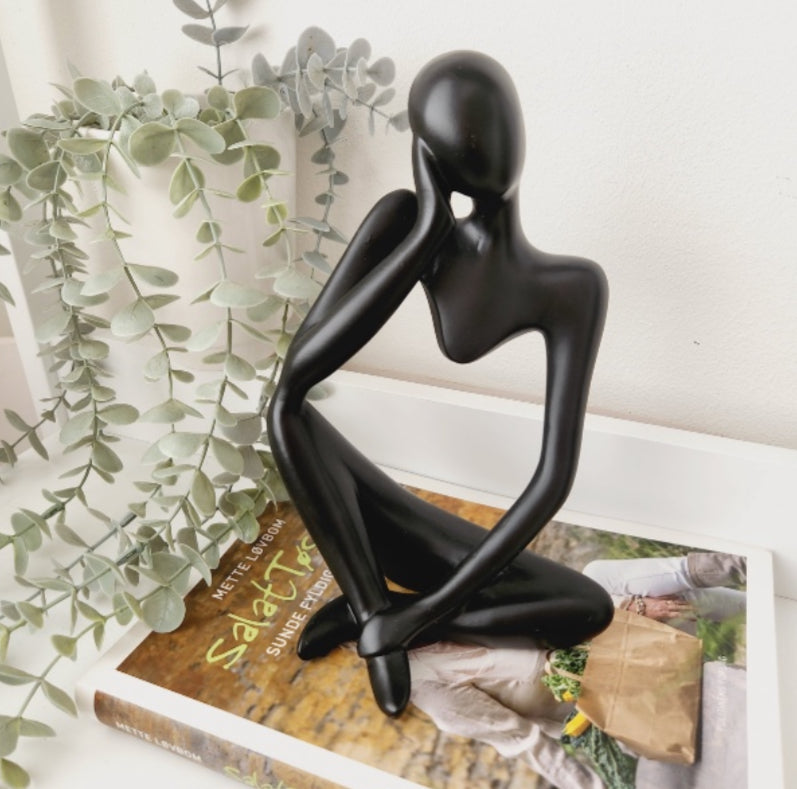 Nordic Scandinavian Black Resin Thinker Figurine Ornament Home Decor