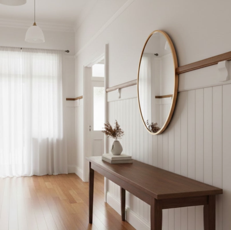Round 60cm Mirror - Light Wood