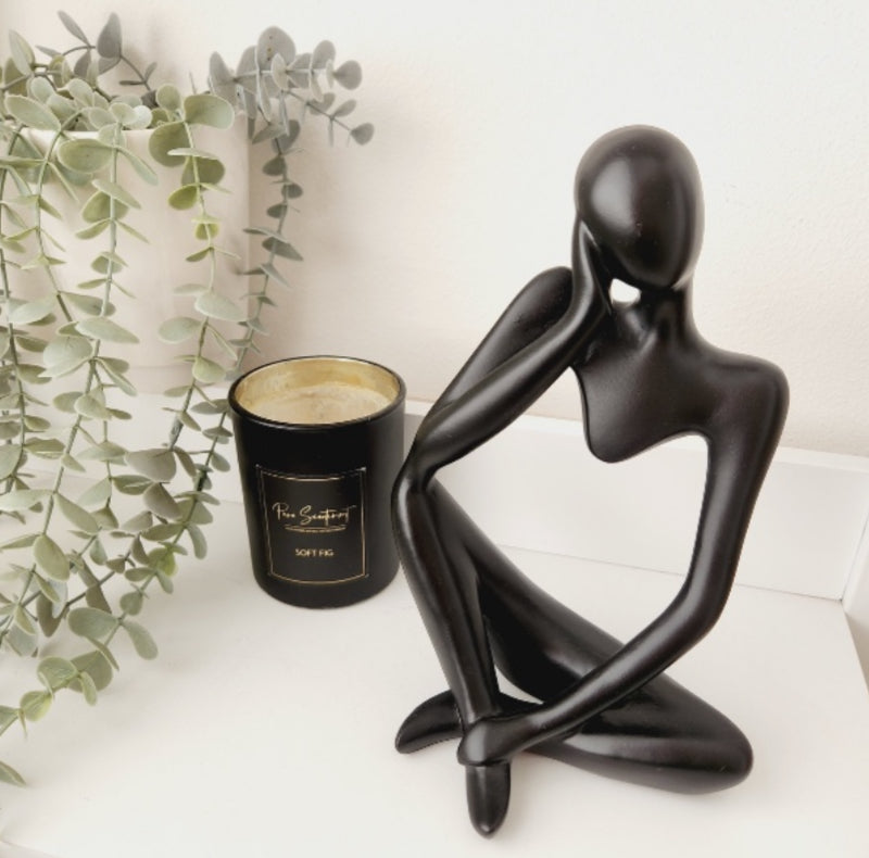 Nordic Scandinavian Black Resin Thinker Figurine Ornament Home Decor