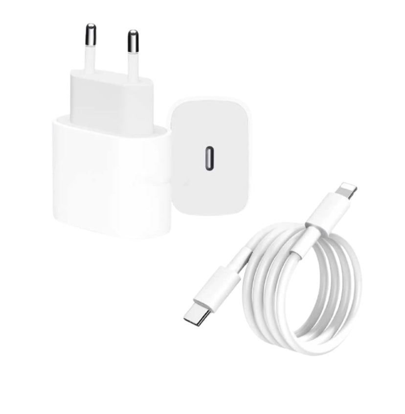 20W PD Fast Charger For iPhone with USB-C to Lightning Cable