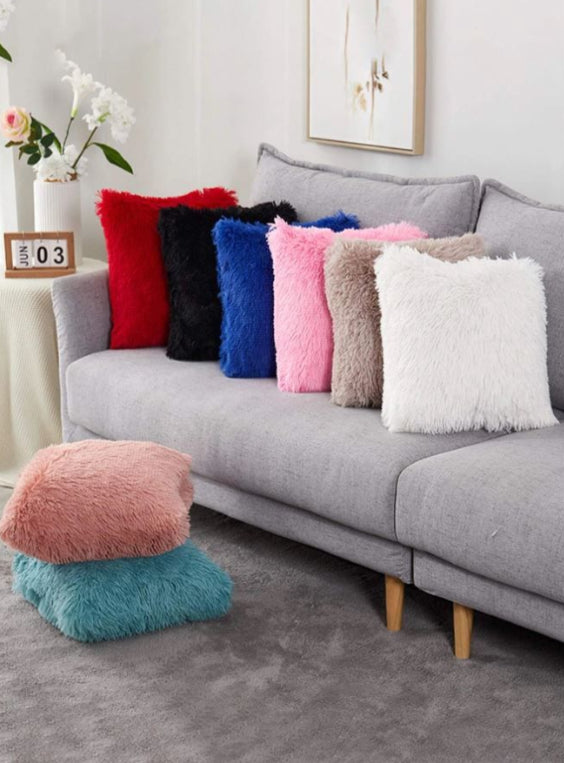 Faux Fur Scatter Cushion Plush Pillow (Set of 2)