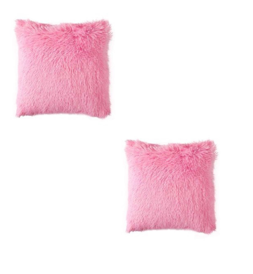 Faux Fur Scatter Cushion Plush Pillow (Set of 2)