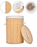 Round Foldable Bamboo Laundry Basket