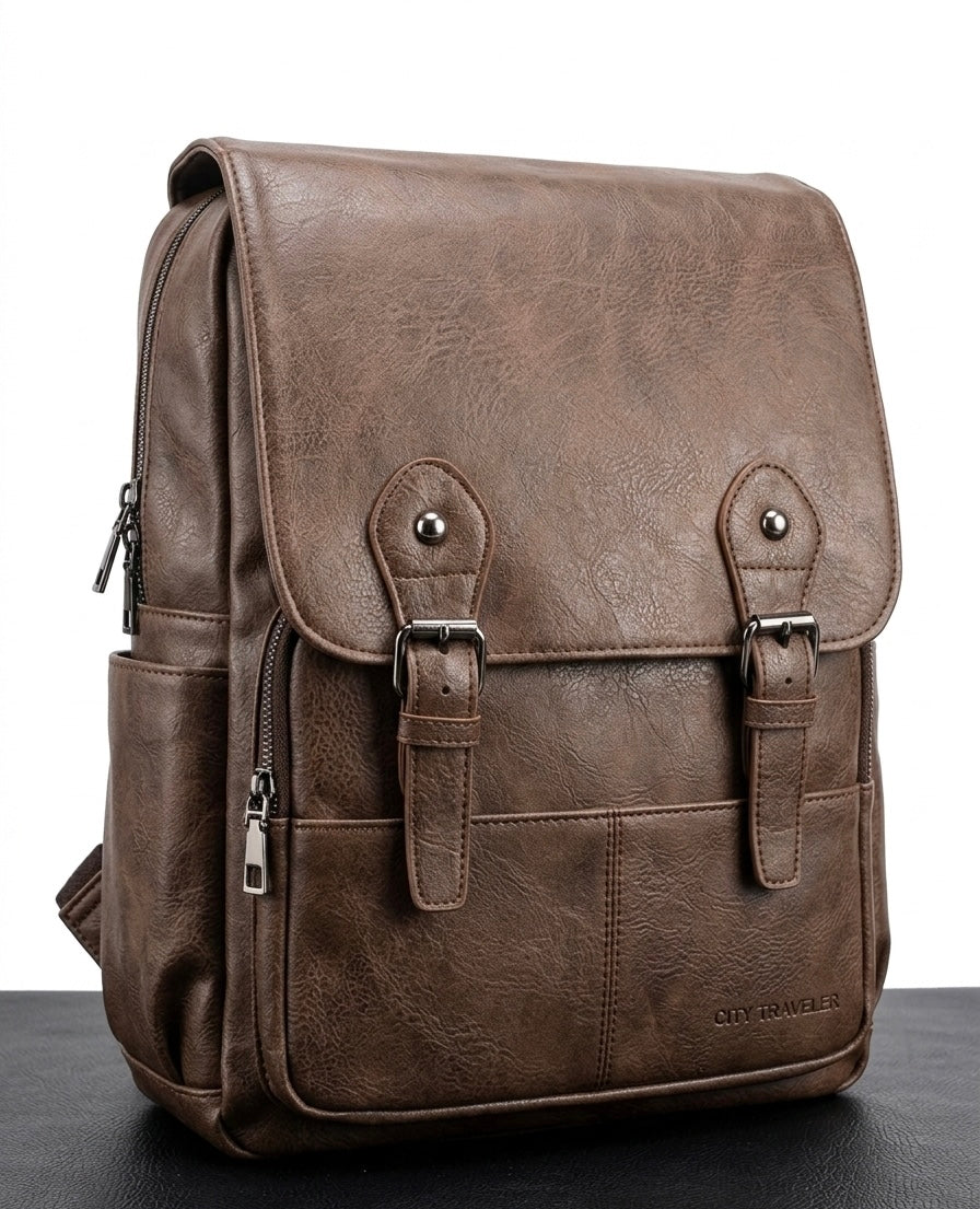 City Traveler Vintage Leather Backpack