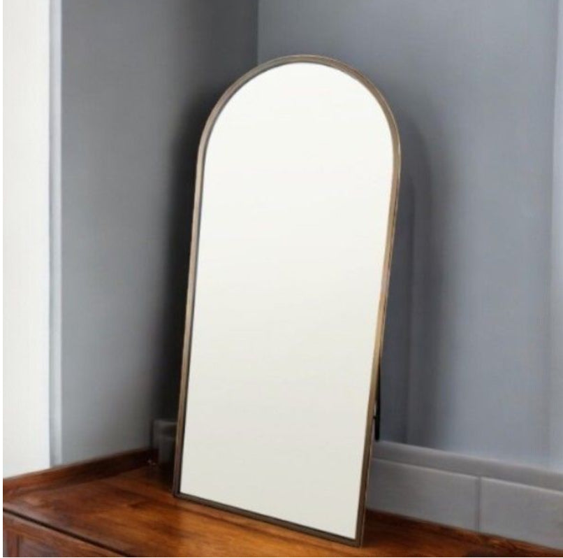 177cm x 77cm Arched Full-Length Mirror gold