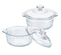 Set of 2 Casseroles with Glass Lids Round Casserole Baking Dish 1.7L