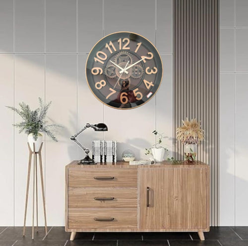 3D Retro Design Decor Large Wooden Skeleton Wall Clock - 40cm