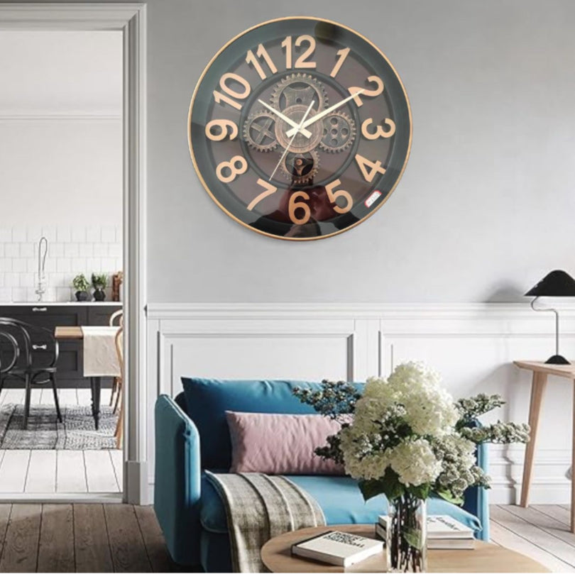 3D Retro Design Decor Large Wooden Skeleton Wall Clock - 40cm