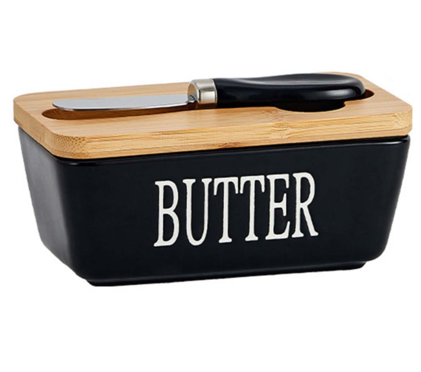Ceramic Butter Dish with Knife