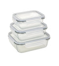 3 Piece Locking Snap Lid Glass Container
