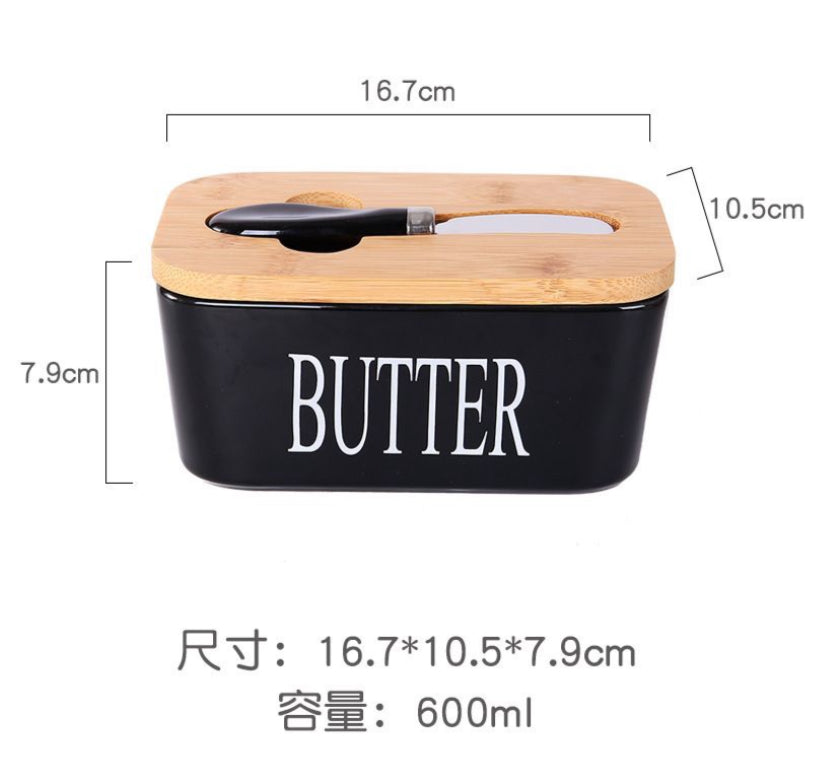 Ceramic Butter Dish with Knife