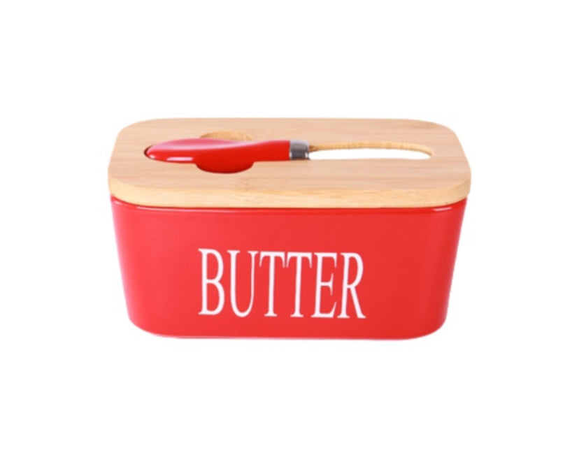 Ceramic Butter Dish with Knife